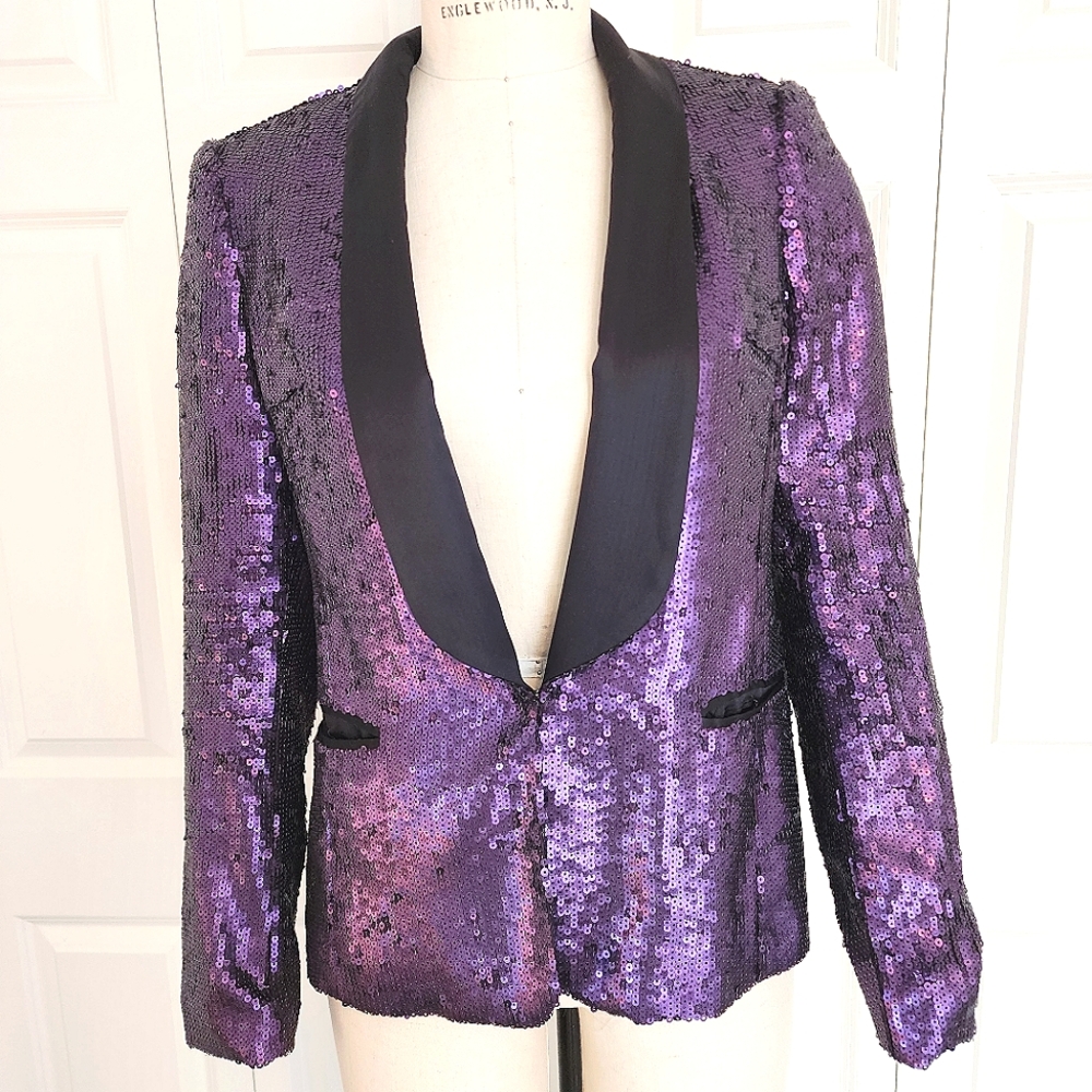 London Jean Purple Sequin Jacket Eras Tour Midnights Perfect! 10